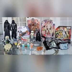 Star Wars Lot, Star Wars Forces Of Destiny Hasbro Dolls, McDonalds Toys, Falcon